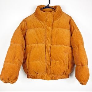 Forever 21 Corduroy Brown Puffer Jacket Women’s Size Medium